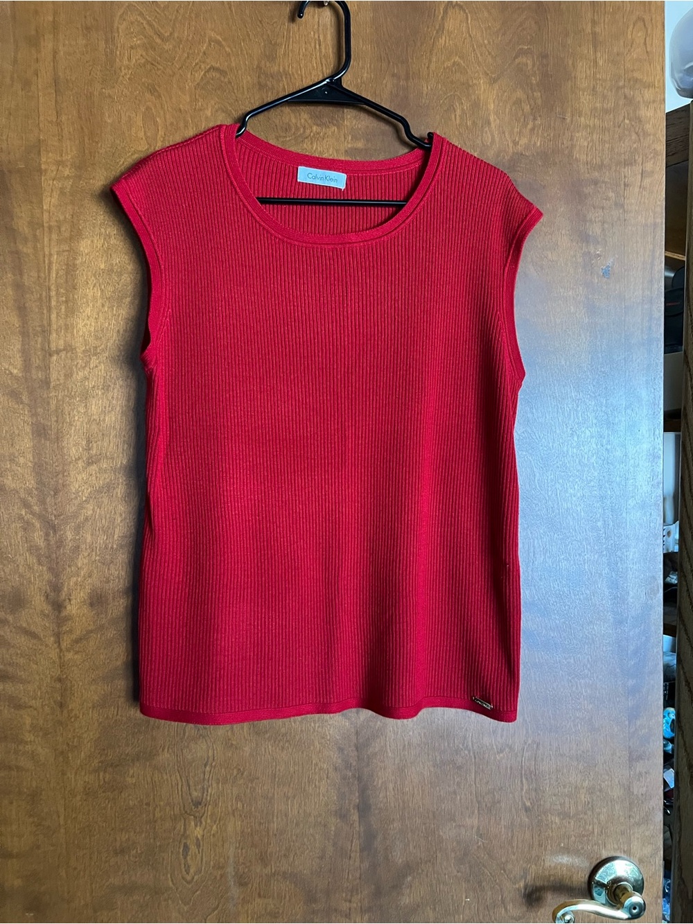 Calvin Klein Red Ribbed Sleeveless Tank
